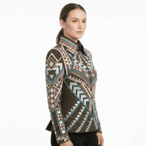 Western Women’s Showmanship Jacket Premium Handcrafted Rhinestone Show Jacket with Turquoise, Copper & Crystal