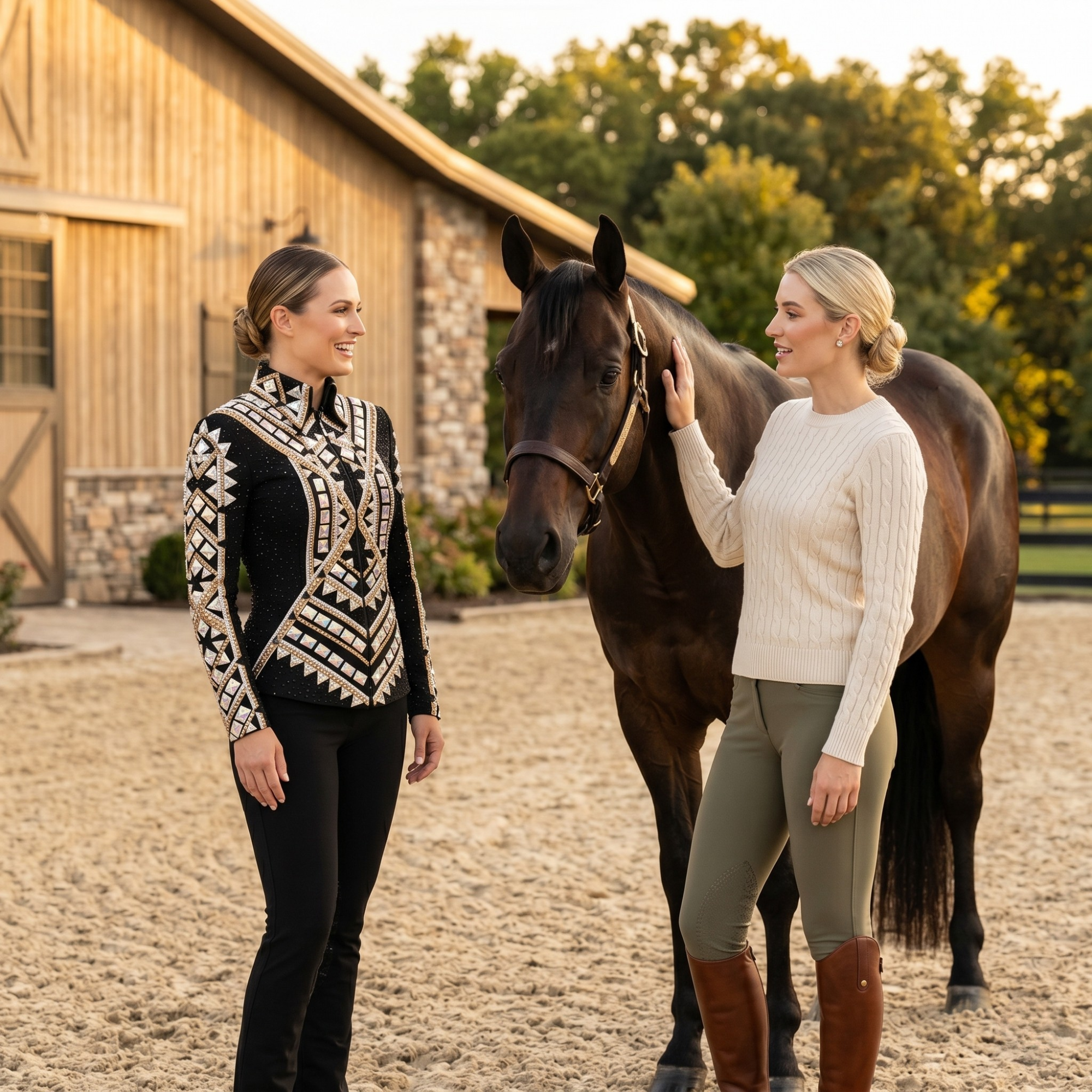 Women’s Western Show Jacket Black Equestrian Riding Coat with Mirror Crystal Embroidery, Tailored Fit - Image 7