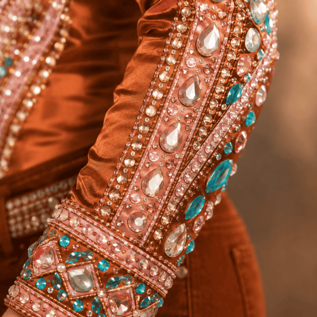 Copper Pink Crystal Showmanship Jacket Shirt Western Rodeo Horse Show Competition Shirt Women - Image 3