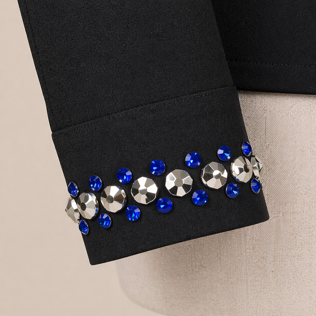 Women’s Western Show Shirt Black Equestrian Riding Shirt with Crystal Collar & Cuff Design - Image 4