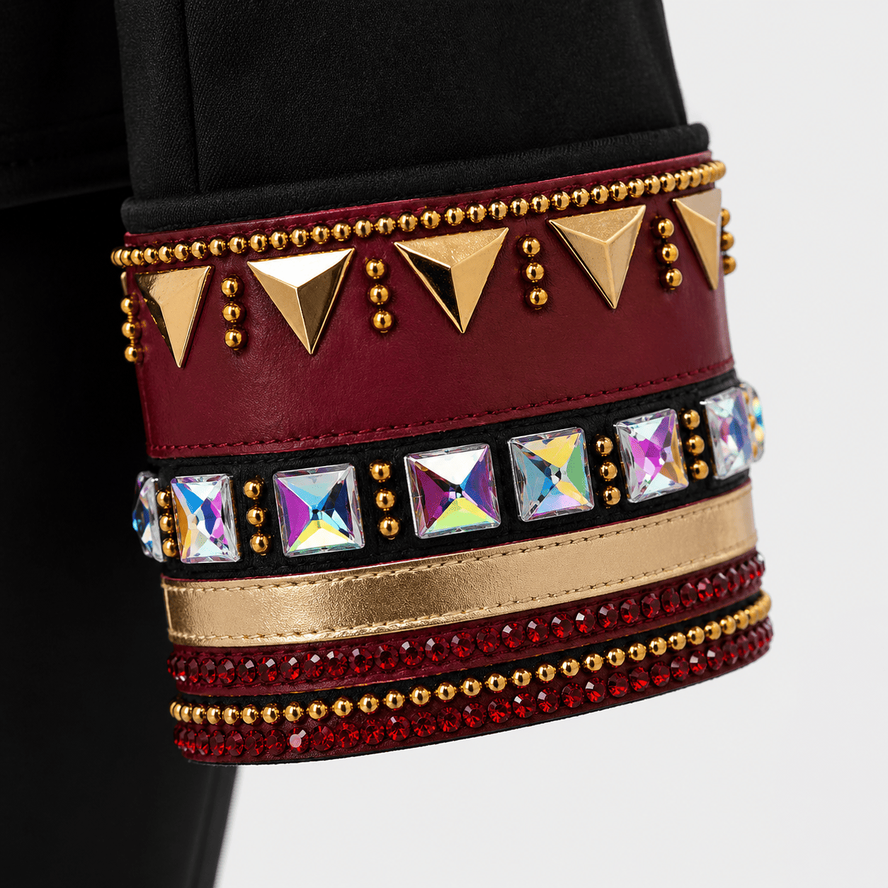 Western Women’s Showmanship Bolero Black & Maroon Crystal Embellished Show Shirt for Rodeo, Equestrian Competition - Image 5