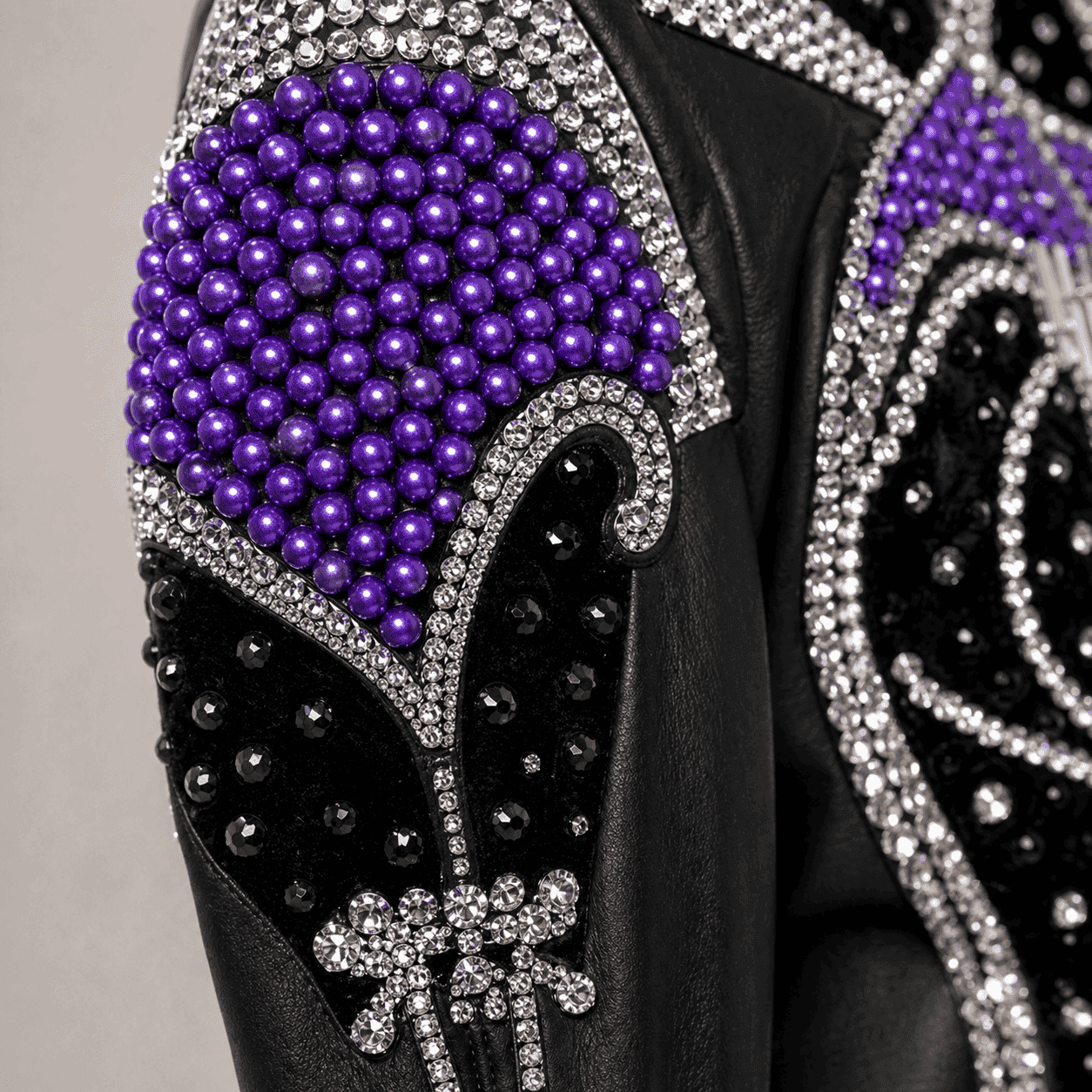 Western Women’s Showmanship Jacket – Black & Silver Rhinestone Show Jacket with Purple Pearl Embellishment , Premium Rodeo - Image 6