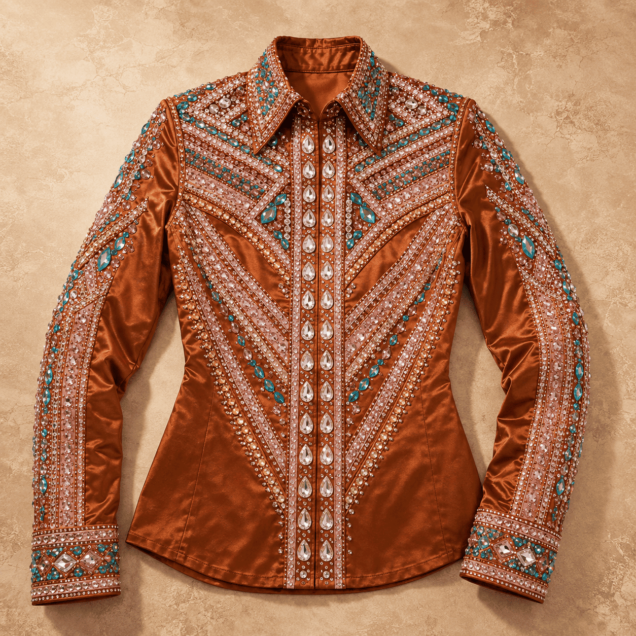 Copper Pink Crystal Showmanship Jacket Shirt Western Rodeo Horse Show Competition Shirt Women - Image 5