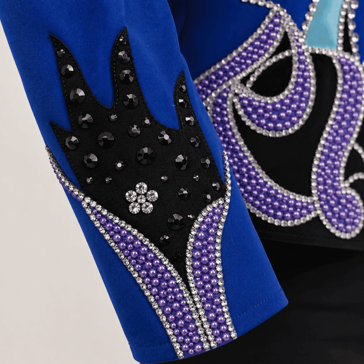 Western Women’s Showmanship Jacket Royal Blue & Black Rhinestone Embellished Show Jacket with Purple Crystal Design - Image 5