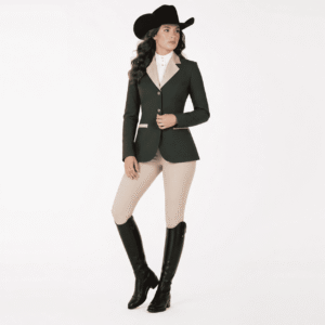 Women’s Showmanship Hunt Coat Premium Green Equestrian Riding Jacket, Tailored Competition Blazer