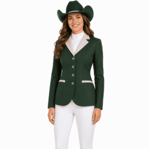 Women’s Showmanship Hunt Coat Dark Green Equestrian Coat with Contrast Collar & Tailored Fit
