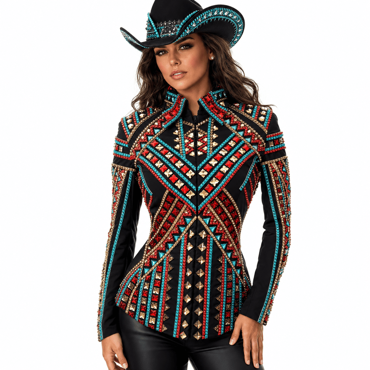 Women's Black Crystal Showmanship Jacket Western Rodeo Horse Show Jacket , Show Jacket Crystal