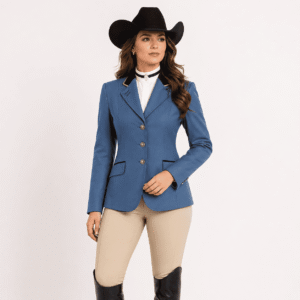 Women’s Showmanship Hunt Coat Premium Blue Equestrian Riding Jacket, Tailored Fit Competition Blazer