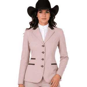 Women’s Showmanship Hunt Coat Blush Pink Equestrian Coat with Contrast Collar & Tailored Fit