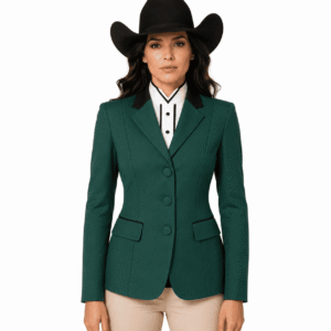 Women’s Showmanship Hunt Coat Emerald Green Equestrian Coat with Tailored Fit & Classic Buttons