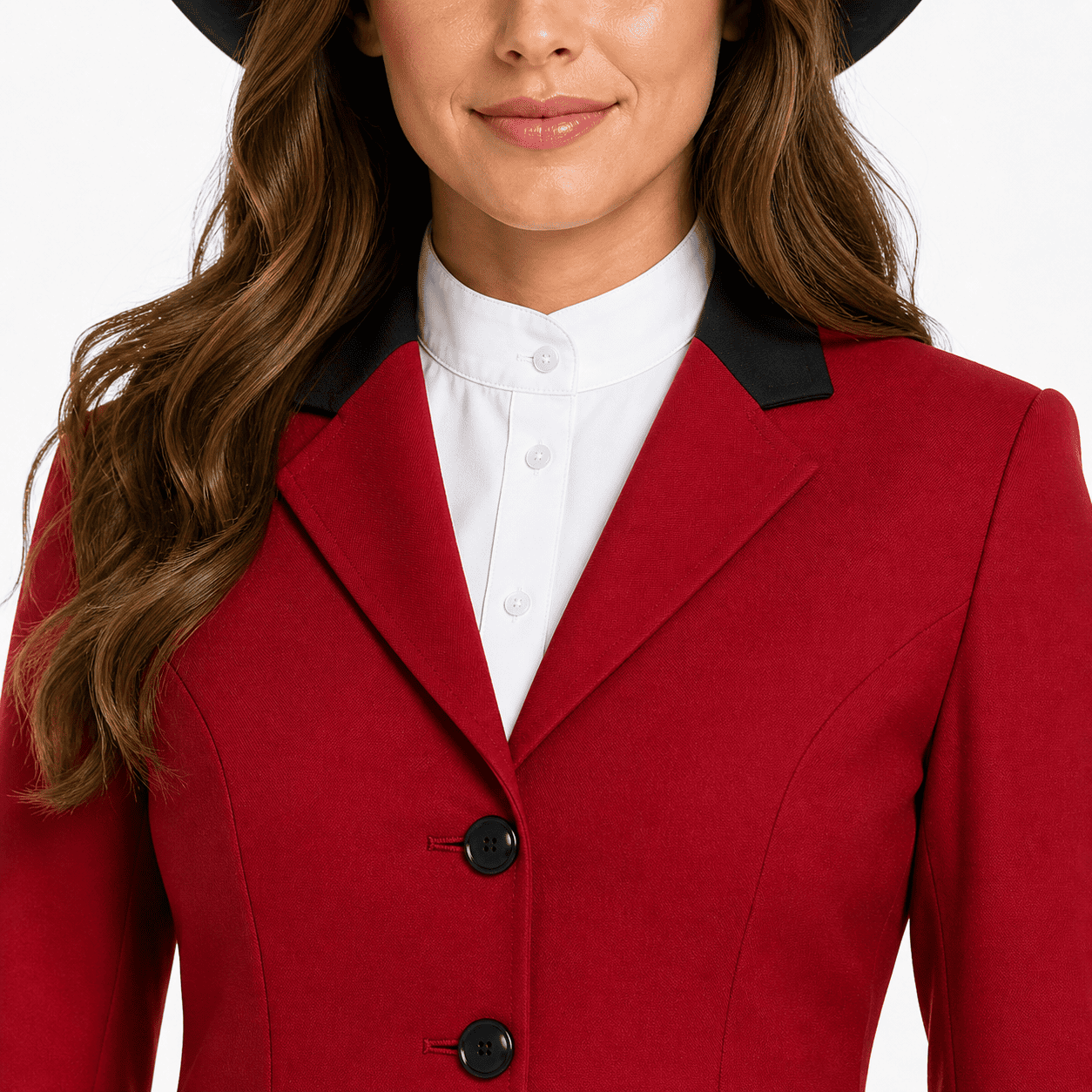 Women’s Showmanship Hunt Coat Red Equestrian Riding Coat with Contrast Collar & Tailored Fit - Image 6