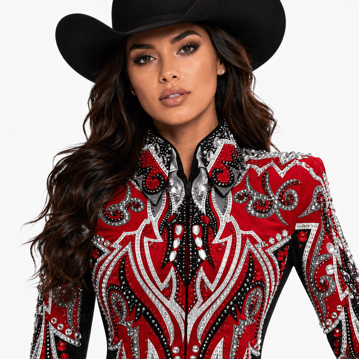 Women’s Red Crystal Rhinestone Rodeo Coat Western Showmanship Jacket Equestrian Show Jacket Crystal - Image 6