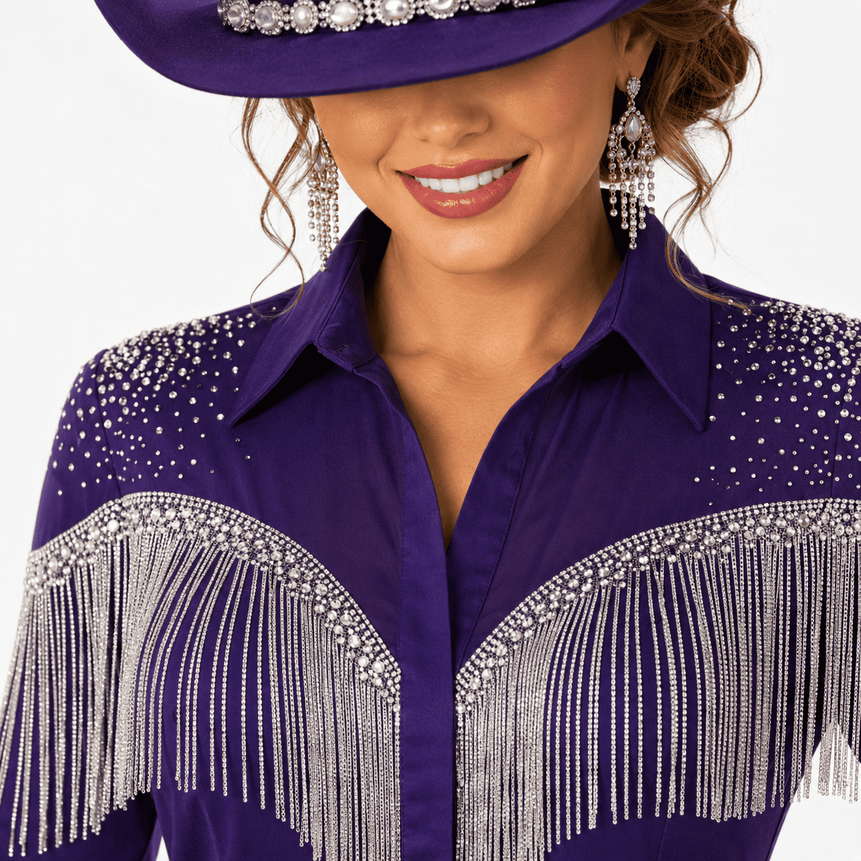 Women's Purple Fringe Showmanship Shirt Western Rodeo Horse Show Competition Shirt Women - Image 6