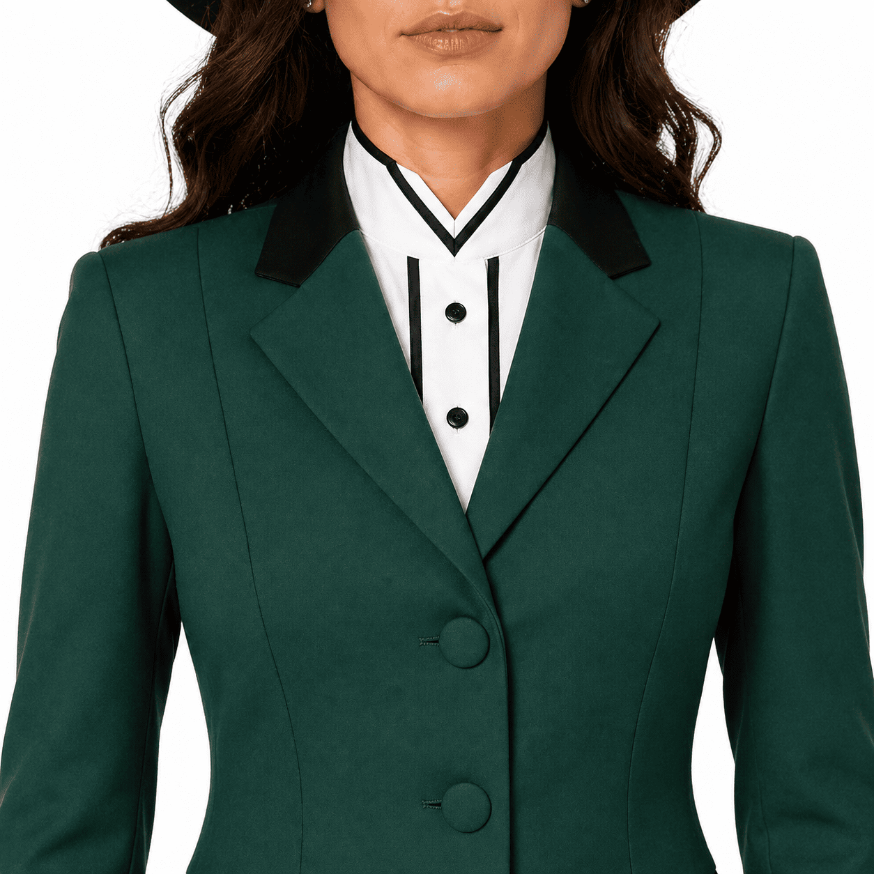 Women’s Showmanship Hunt Coat Emerald Green Equestrian Coat with Tailored Fit & Classic Buttons - Image 6