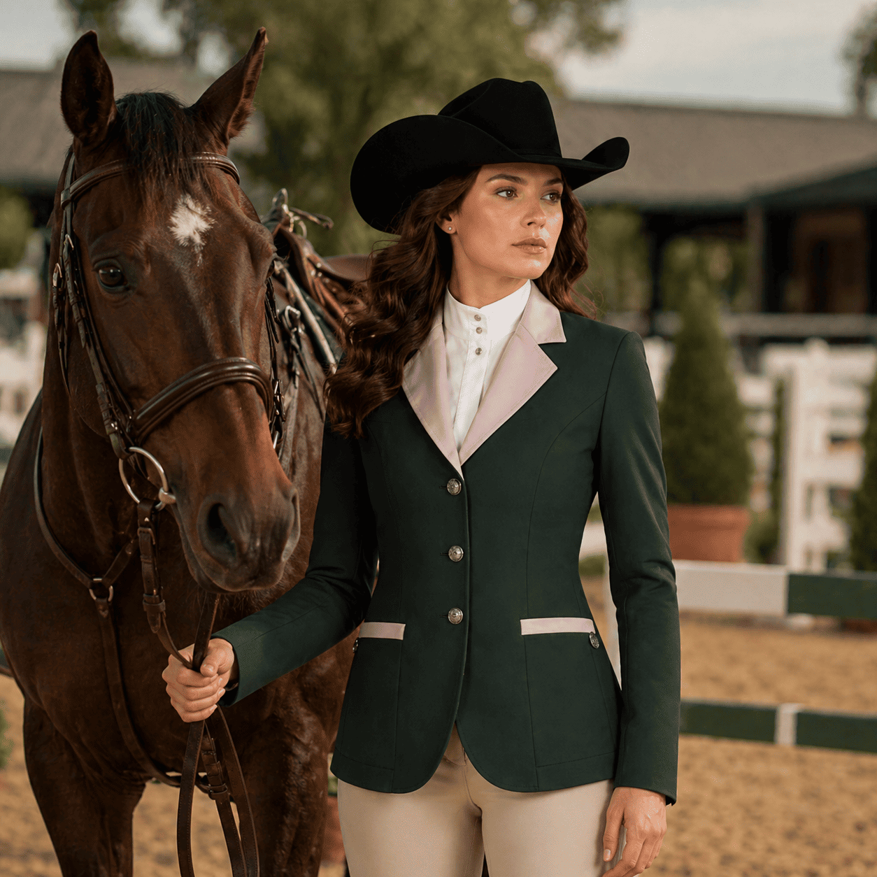 Women’s Showmanship Hunt Coat Premium Green Equestrian Riding Jacket, Tailored Competition Blazer - Image 7