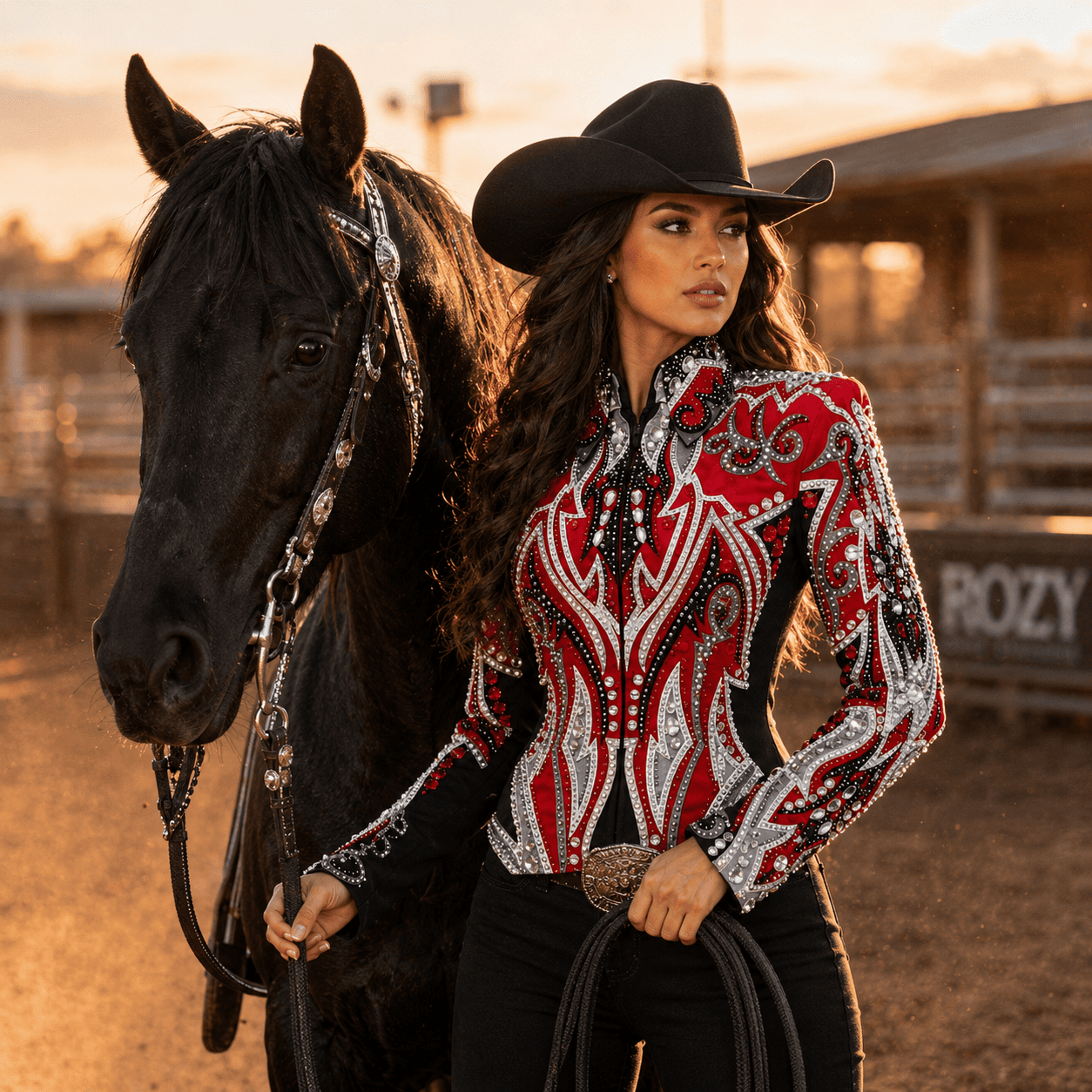 Women’s Red Crystal Rhinestone Rodeo Coat Western Showmanship Jacket Equestrian Show Jacket Crystal - Image 7