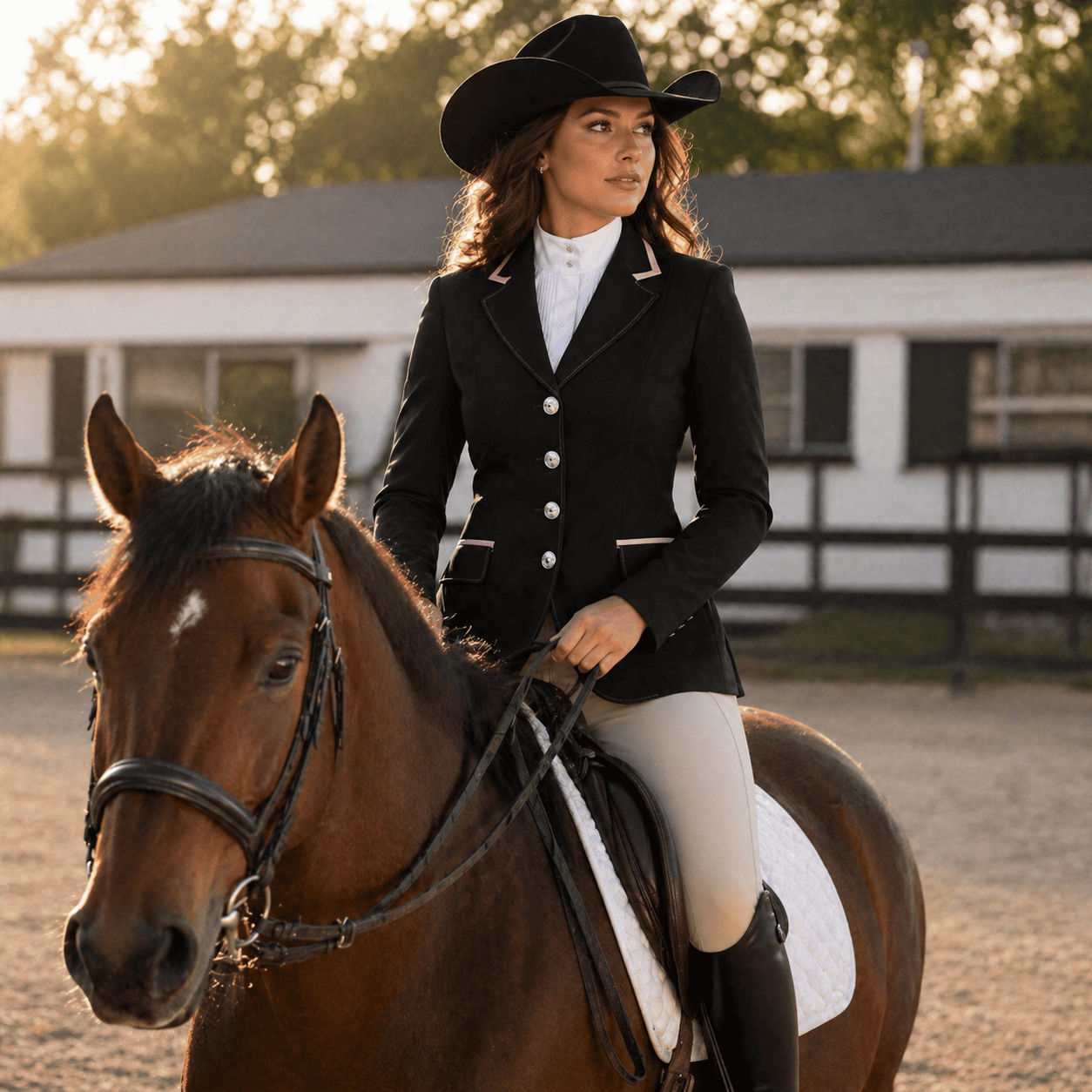 Women’s Showmanship Hunt Coat Black Equestrian Riding Jacket with Contrast Trim, Competition Blazer - Image 7