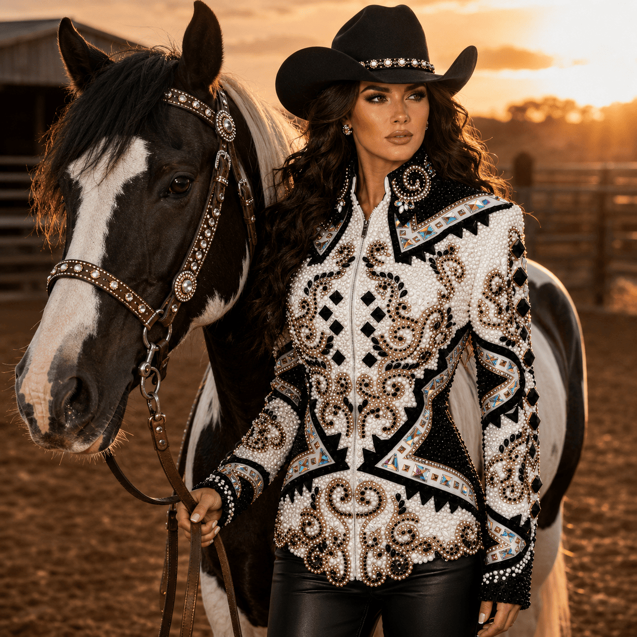 Women's White Black Crystal Showmanship Jacket Western Rodeo Horse Show Competition Jacket Women - Image 7