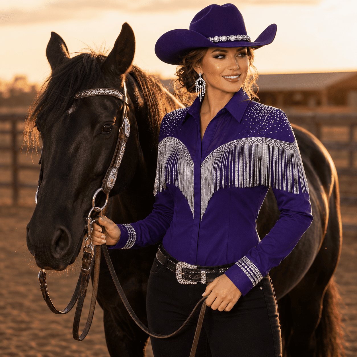 Women's Purple Fringe Showmanship Shirt Western Rodeo Horse Show Competition Shirt Women - Image 7