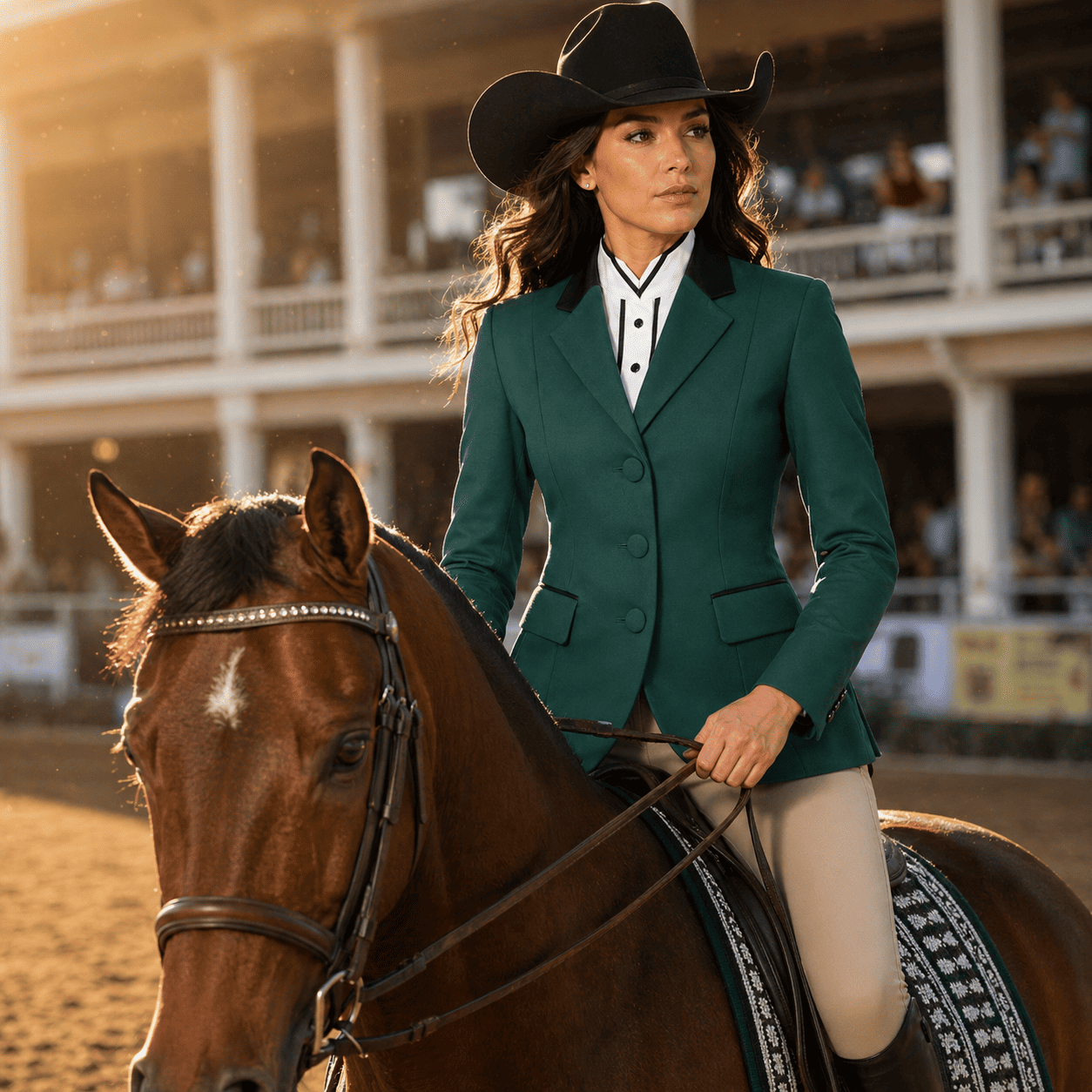 Women’s Showmanship Hunt Coat Emerald Green Equestrian Coat with Tailored Fit & Classic Buttons - Image 7