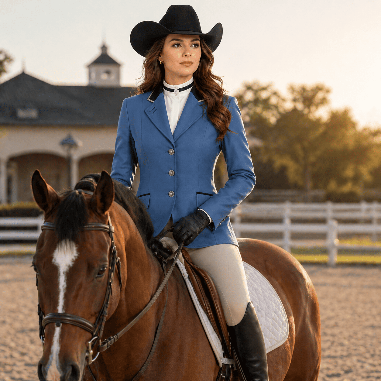 Women’s Showmanship Hunt Coat Premium Blue Equestrian Riding Jacket, Tailored Fit Competition Blazer - Image 7
