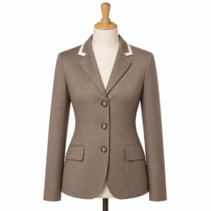 ROZY SHOW APPAREL Women’s Showmanship Hunt Coat Taupe Equestrian Coat with Classic Fit & Contrast Collar