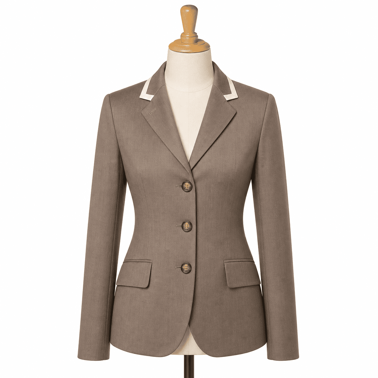 ROZY SHOW APPAREL Women’s Showmanship Hunt Coat Taupe Equestrian Coat with Classic Fit & Contrast Collar - Image 2