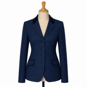 Women’s Showmanship Hunt Coat Navy Equestrian Coat with Self-Texture Fabric & Tailored Fit