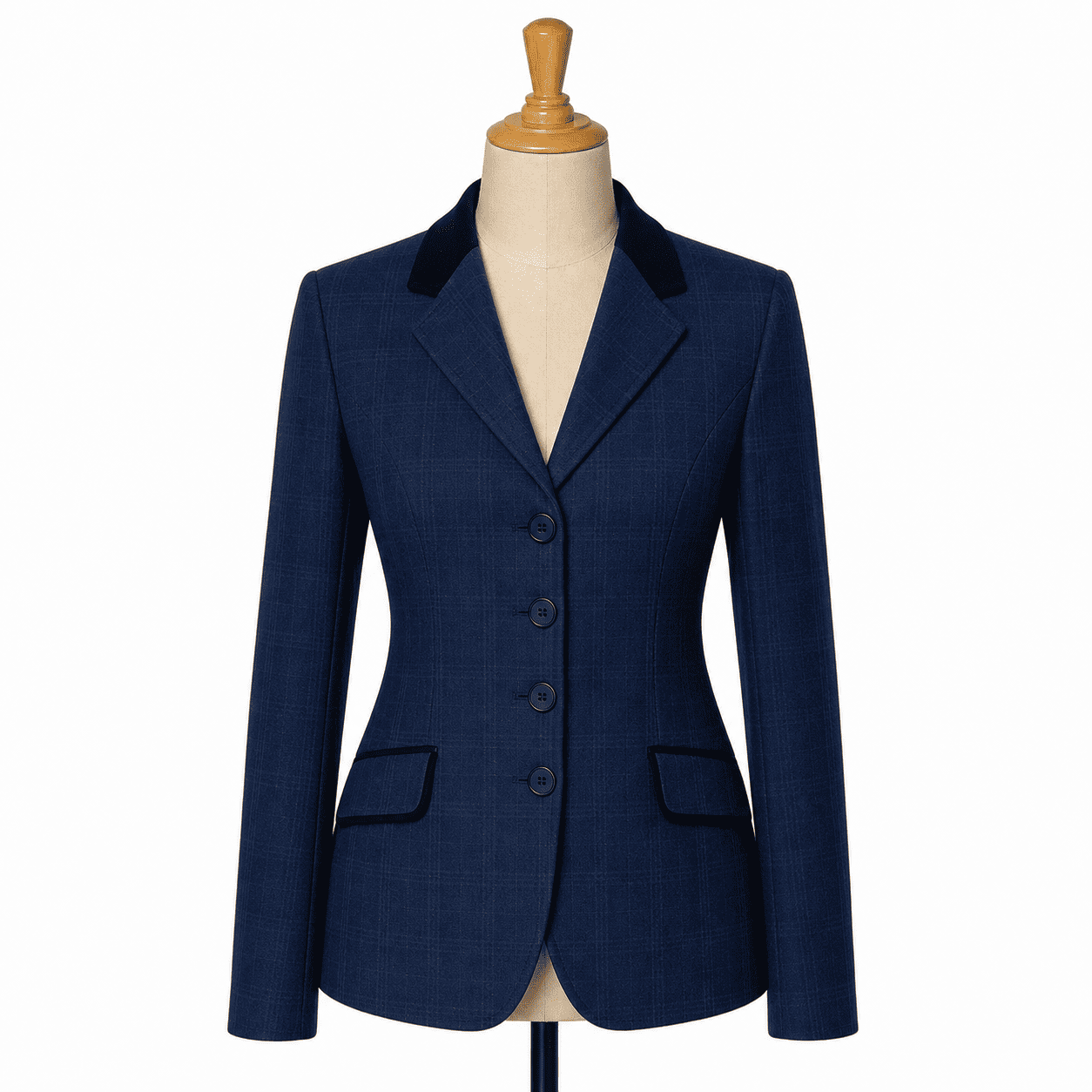 Women’s Showmanship Hunt Coat Navy Equestrian Coat with Self-Texture Fabric & Tailored Fit - Image 2