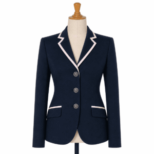 Women’s Showmanship Hunt Coat Navy Equestrian Coat with Pink Contrast Piping & Tailored Fit