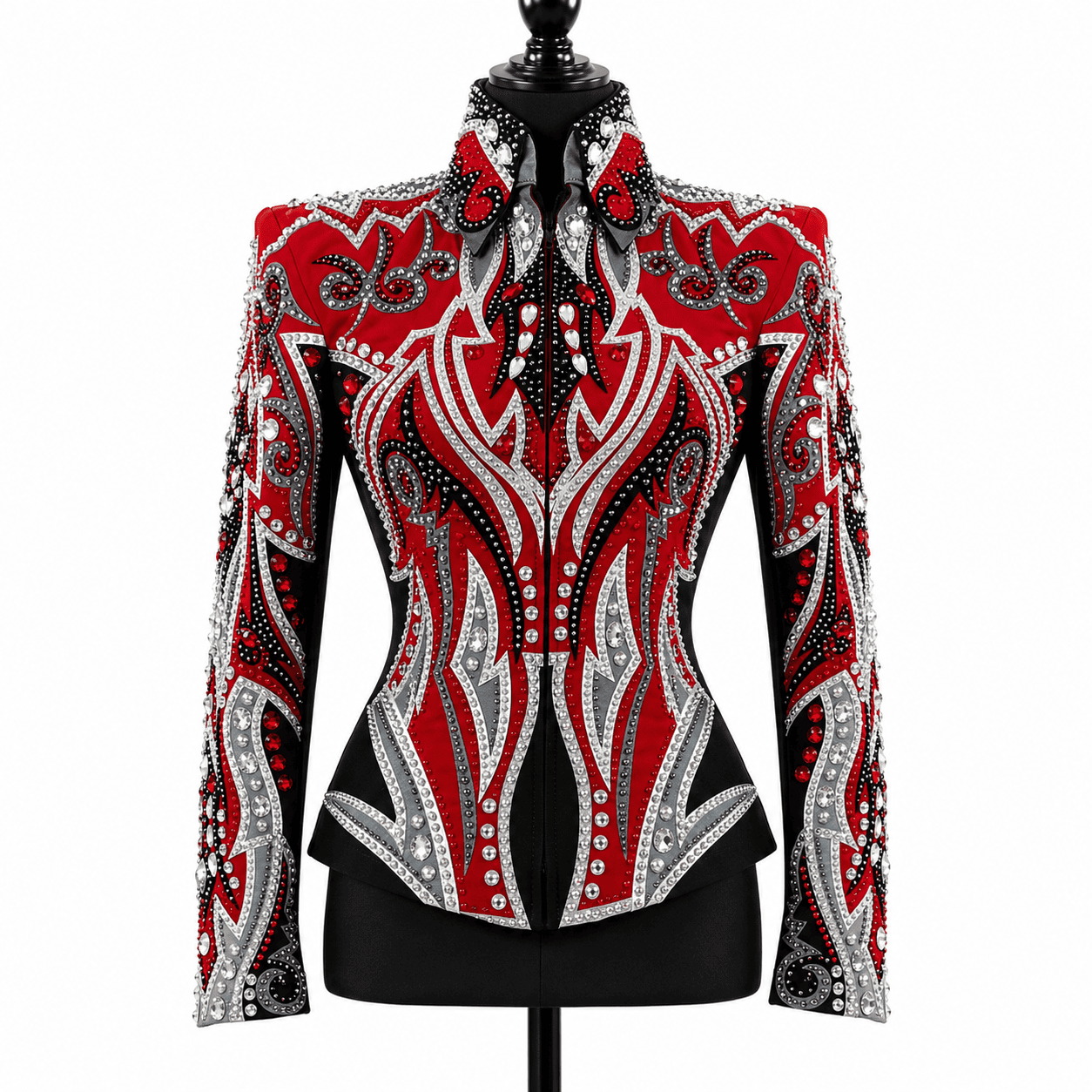 Women’s Red Crystal Rhinestone Rodeo Coat Western Showmanship Jacket Equestrian Show Jacket Crystal - Image 2