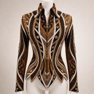 Women's Gold Brown Showmanship Jacket Crystal Western Rodeo Horse Show Competition Jacket for Women