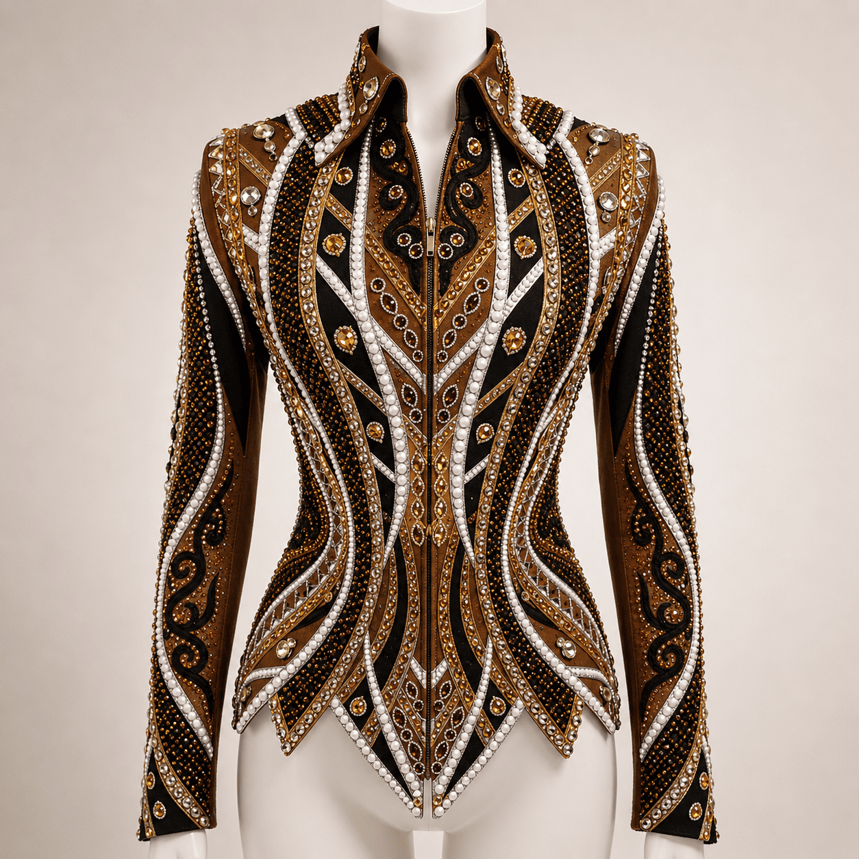 Women's Gold Brown Showmanship Jacket Crystal Western Rodeo Horse Show Competition Jacket for Women - Image 2