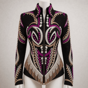 Women's Black Pink Crystal Showmanship Jacket Western Rodeo Horse Show Competition Jacket Women