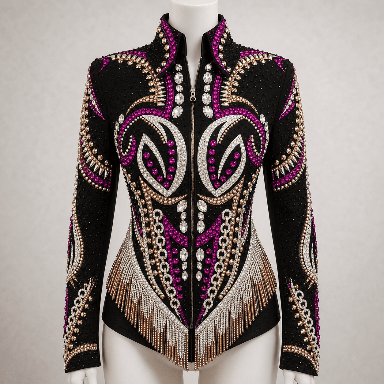 Women's Black Pink Crystal Showmanship Jacket Western Rodeo Horse Show Competition Jacket Women - Image 2