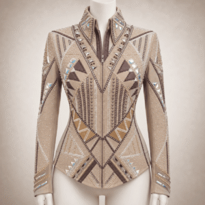 Women's Beige Crystal Showmanship Jacket Western Rodeo Horse Show Competition Jacket for Women