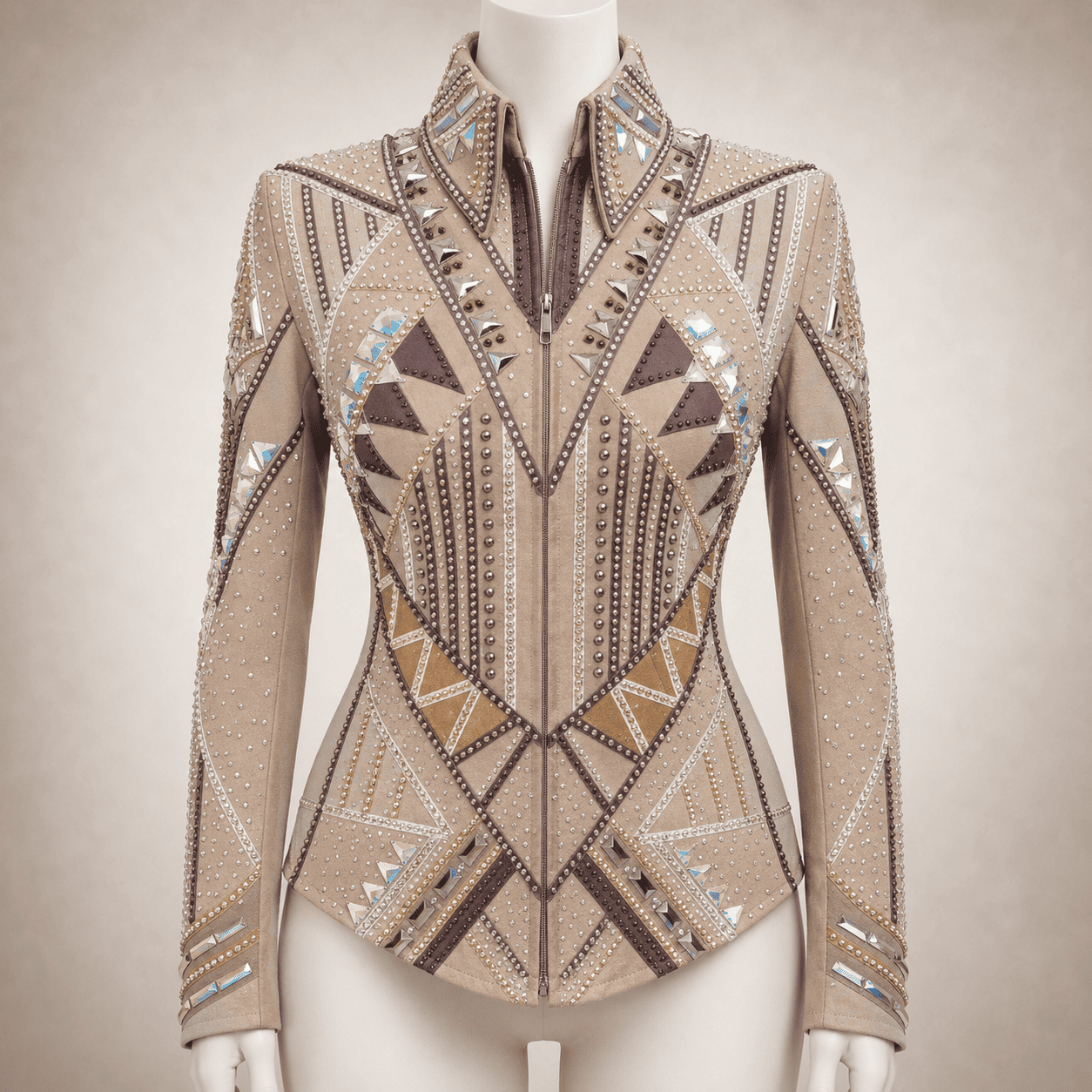 Women's Beige Crystal Showmanship Jacket Western Rodeo Horse Show Competition Jacket for Women - Image 2