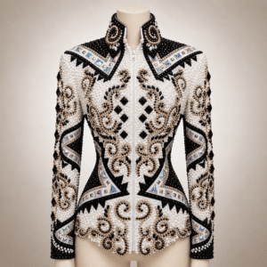 Women's White Black Crystal Showmanship Jacket Western Rodeo Horse Show Competition Jacket Women