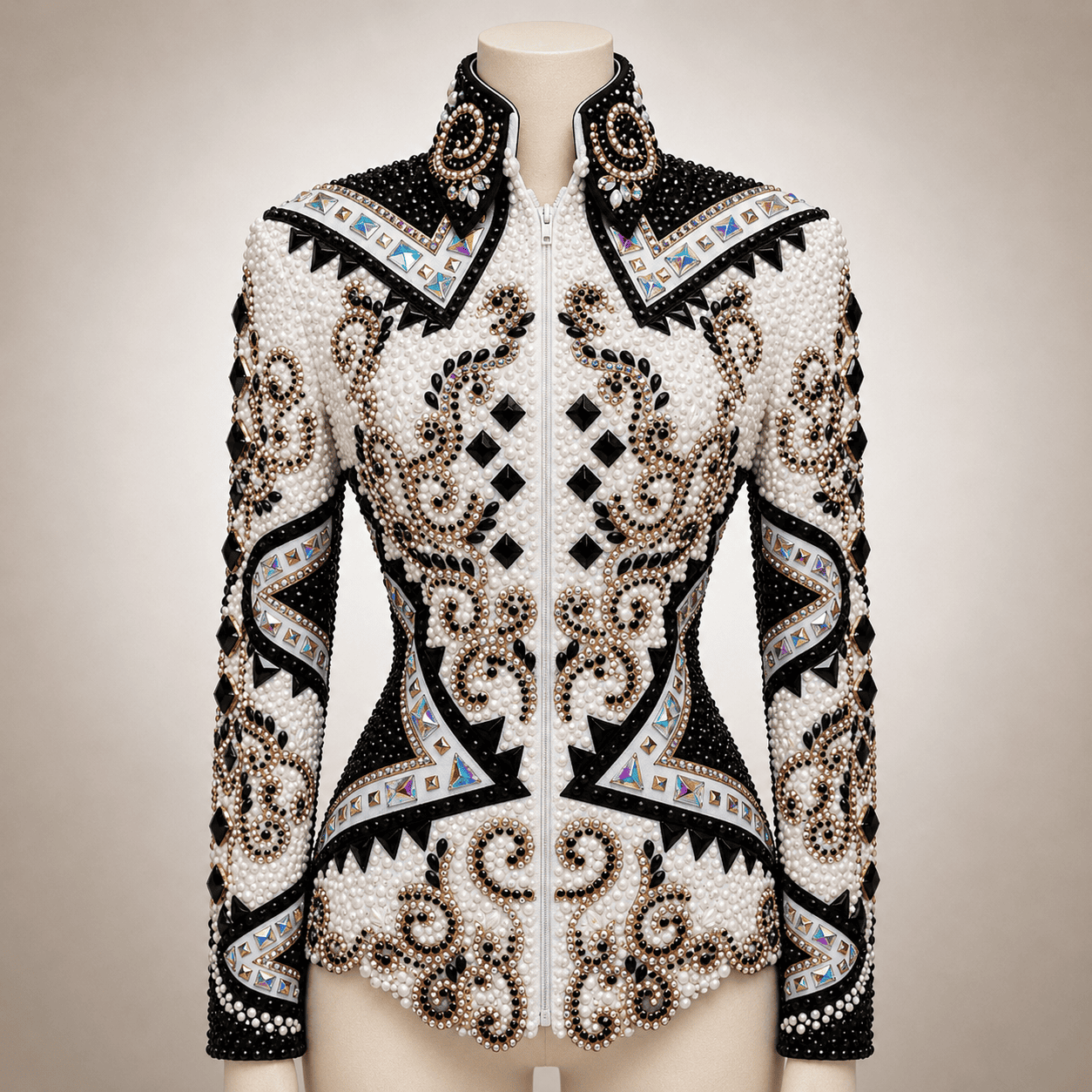 Women's White Black Crystal Showmanship Jacket Western Rodeo Horse Show Competition Jacket Women - Image 2