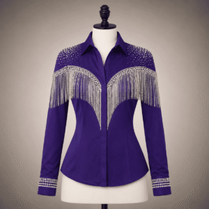 Women's Purple Fringe Showmanship Shirt Western Rodeo Horse Show Competition Shirt Women