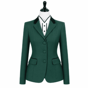 Women’s Showmanship Hunt Coat Emerald Green Equestrian Coat with Tailored Fit & Classic Buttons