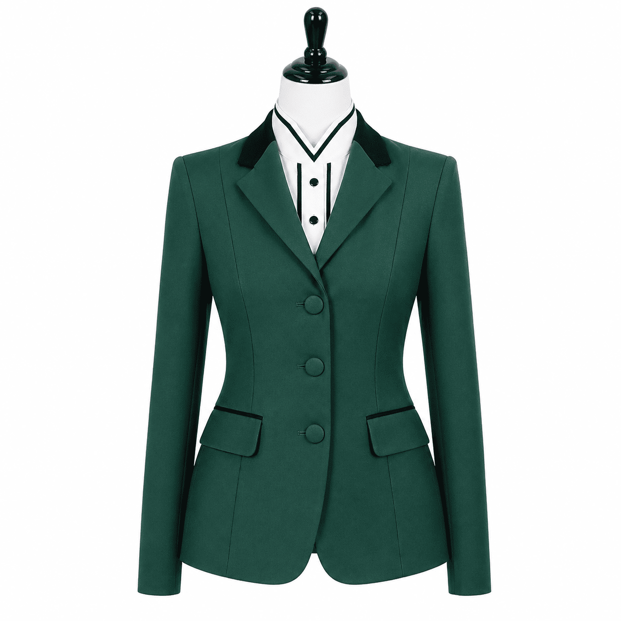 Women’s Showmanship Hunt Coat Emerald Green Equestrian Coat with Tailored Fit & Classic Buttons - Image 2