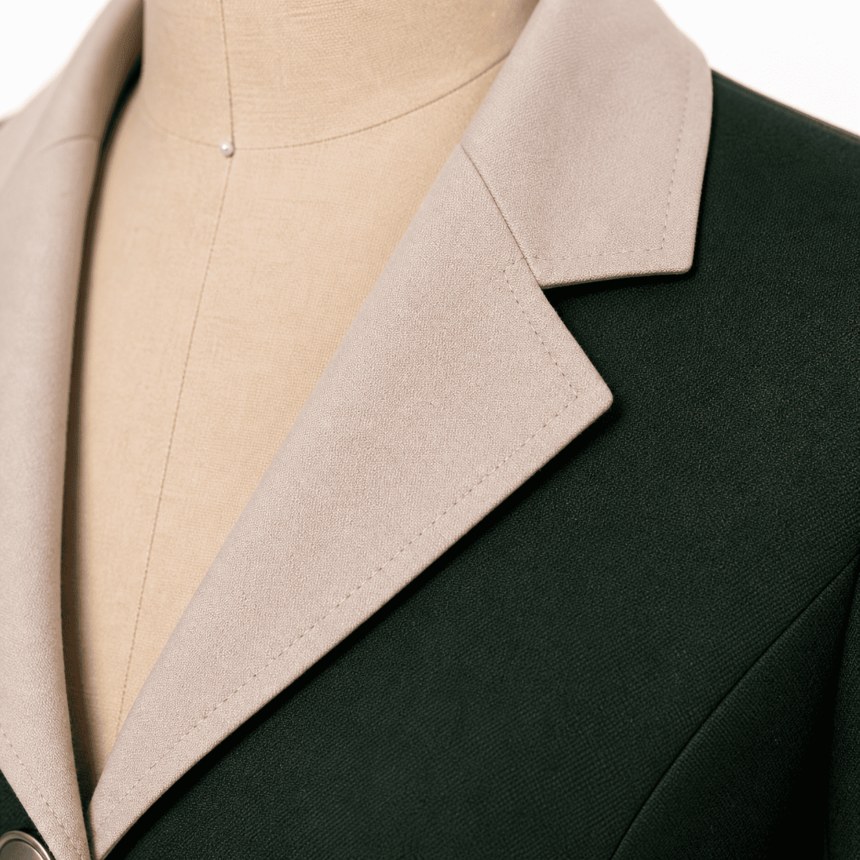 Women’s Showmanship Hunt Coat Dark Green Equestrian Coat with Contrast Collar & Tailored Fit - Image 3