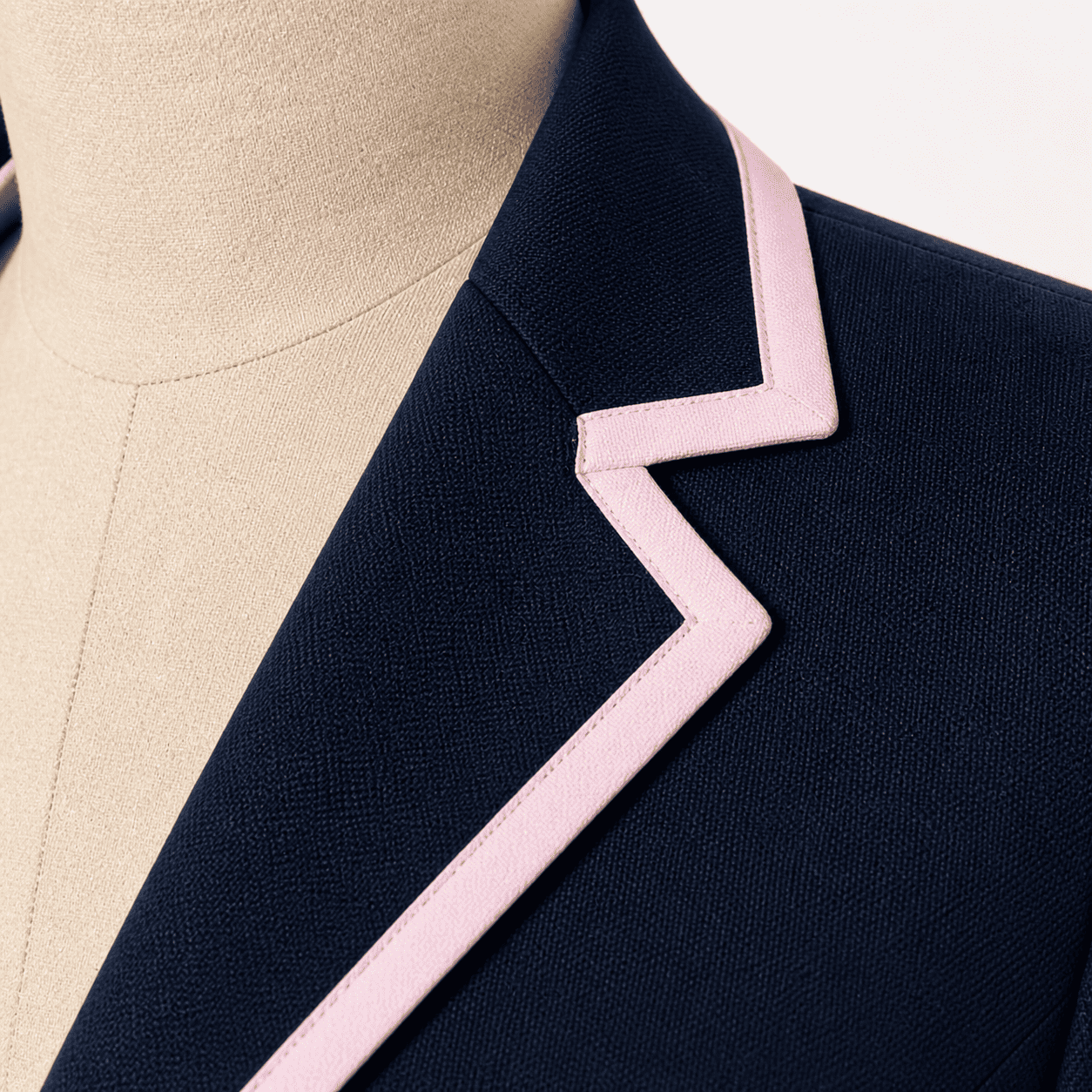 Women’s Showmanship Hunt Coat Navy Equestrian Coat with Pink Contrast Piping & Tailored Fit - Image 3
