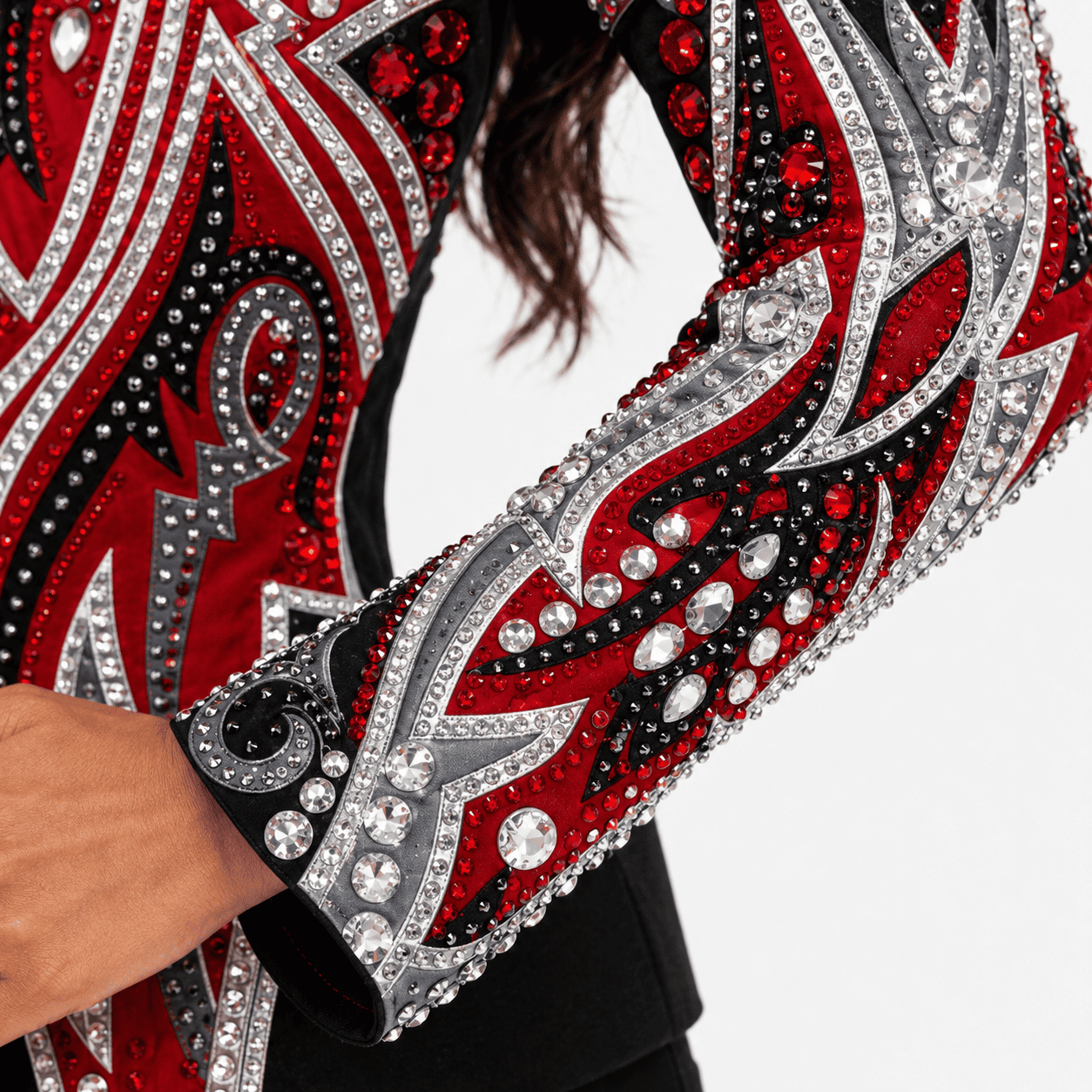 Women’s Red Crystal Rhinestone Rodeo Coat Western Showmanship Jacket Equestrian Show Jacket Crystal - Image 3