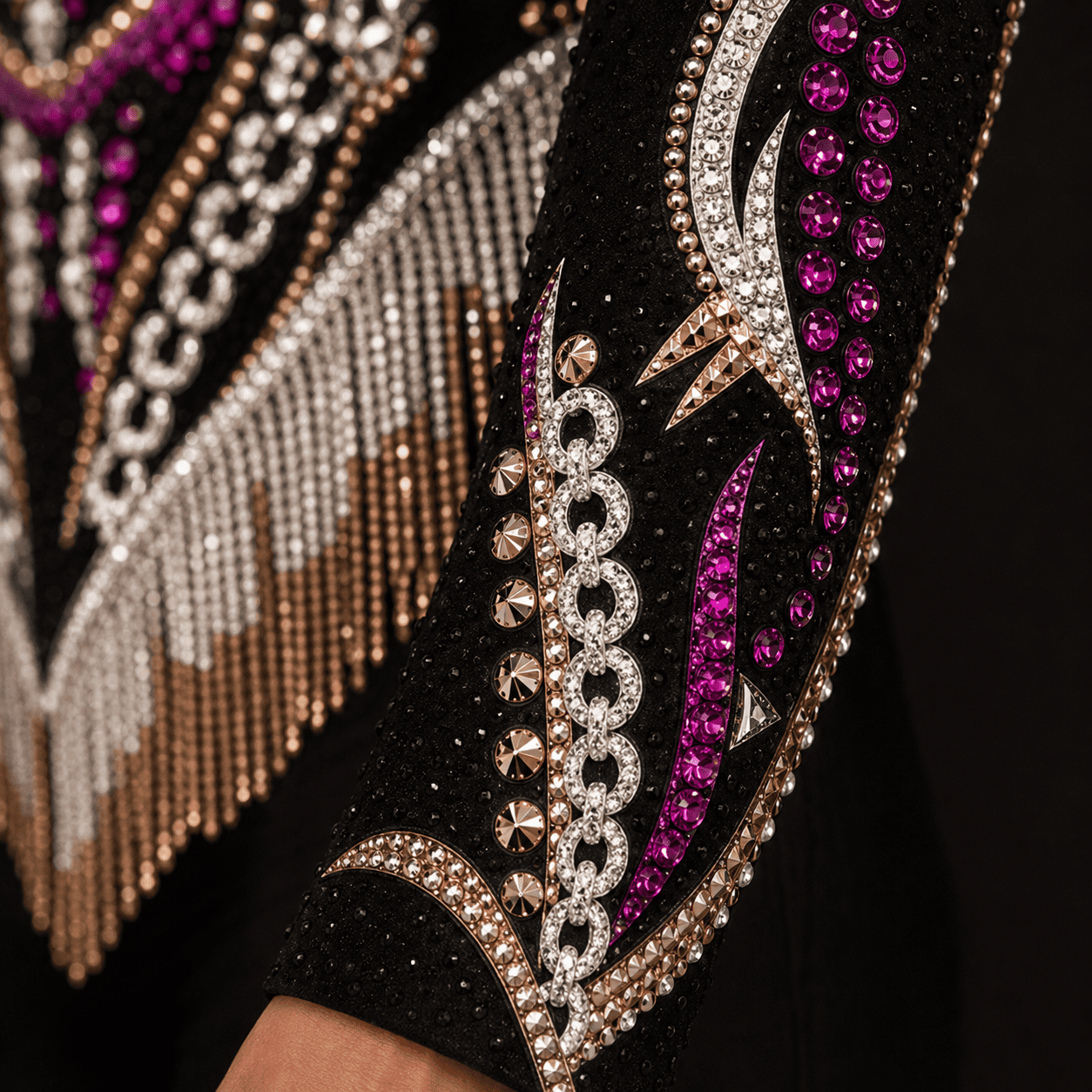 Women's Black Pink Crystal Showmanship Jacket Western Rodeo Horse Show Competition Jacket Women - Image 3