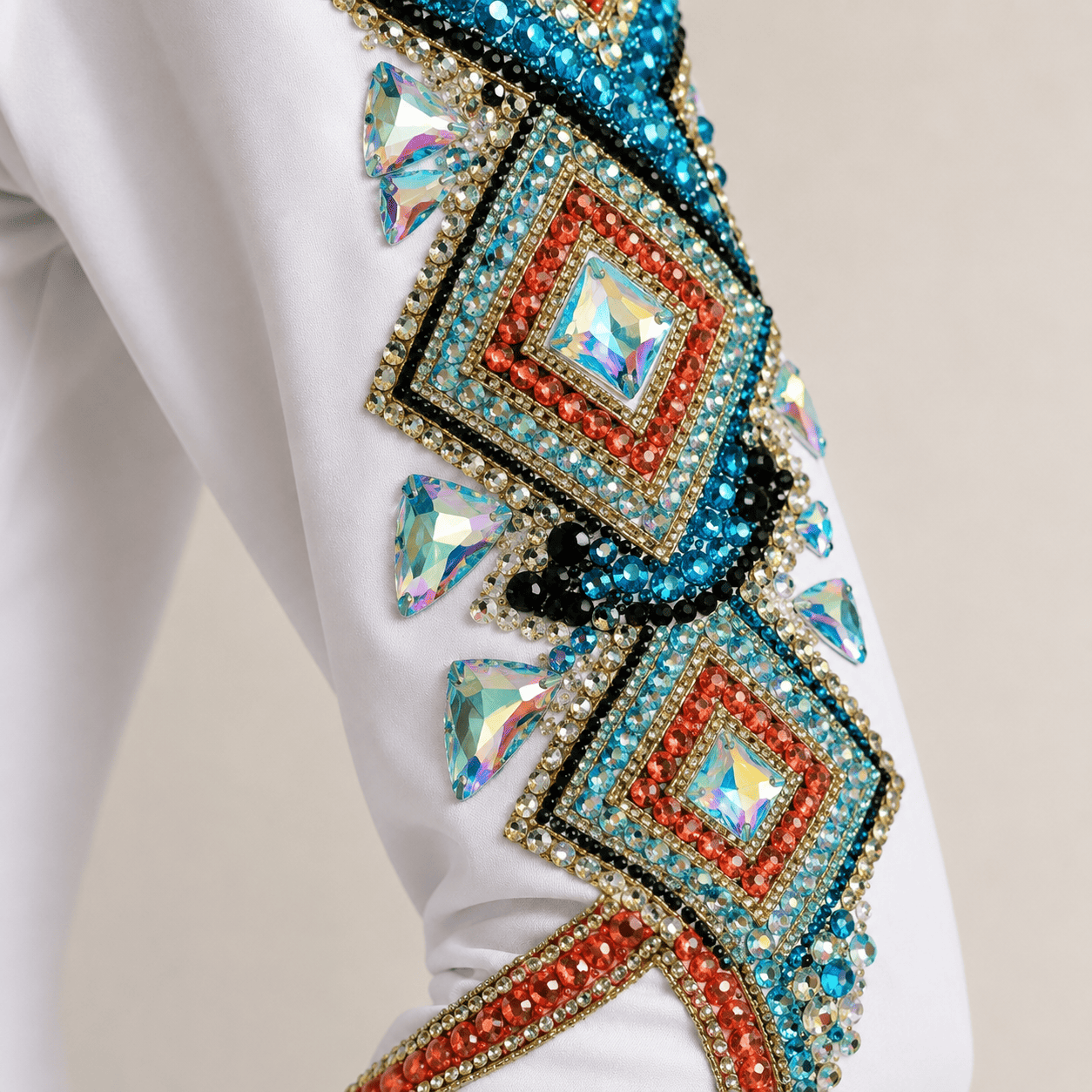 Women's White Turquoise Crystal Showmanship Shirt Western Rodeo Horse Show Competition Shirt Women - Image 3