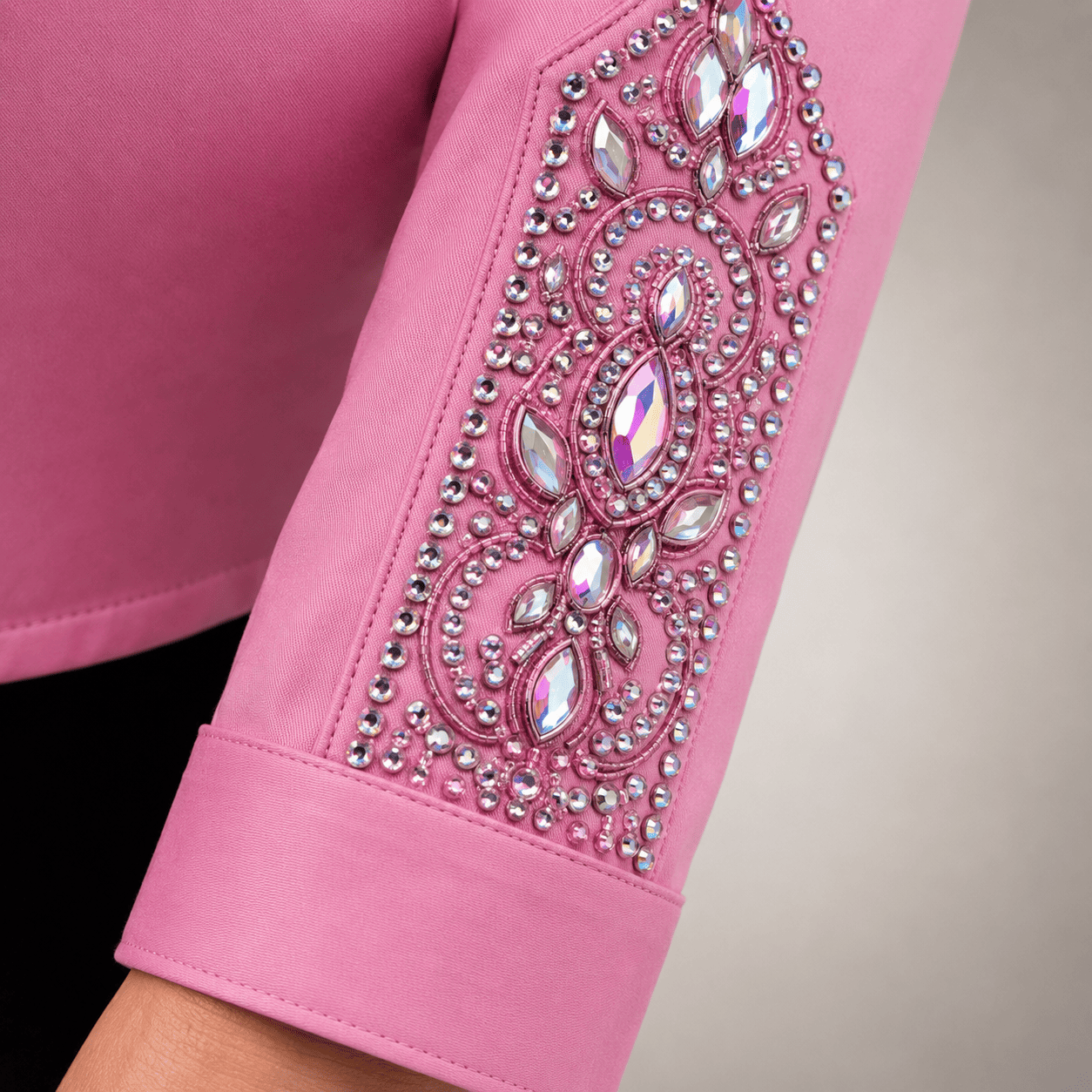 Women's Pink Luxury Crystal Showmanship Shirt Western Rodeo Horse Show Competition Shirt Women - Image 3