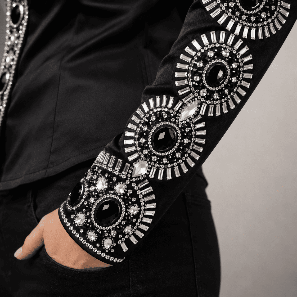 Women's Black Silver Crystal Showmanship Shirt Western Rodeo Horse Show Competition Shirt Women - Image 3
