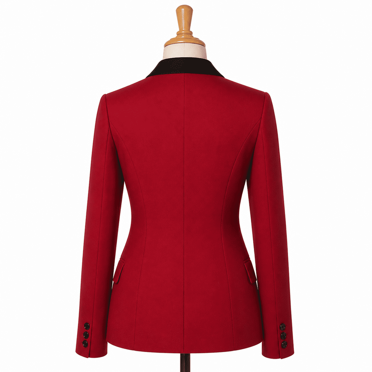Women’s Showmanship Hunt Coat Red Equestrian Riding Coat with Contrast Collar & Tailored Fit - Image 4